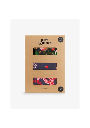 Mens Justwears Printed Pack Of Three Stretch-Modal Boxer Briefs