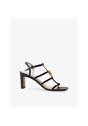 Womens Claudie Pierlot Heart-Plaque Leather Heeled Sandals