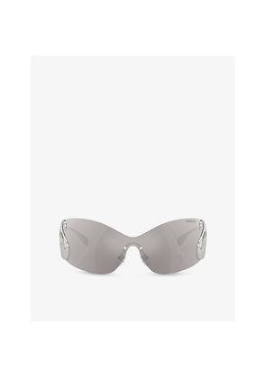 Womens Swarovski Sk7020 Irregular-Frame Metal Sunglasses