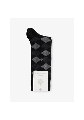 Mens Burlington Danny Argyle-Pattern Stretch Cotton-Blend Socks