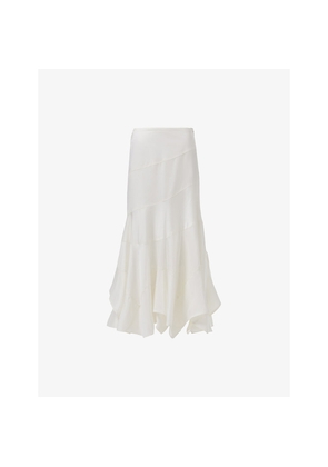 Womens Leem Layered Fitted Woven Midi Skirt