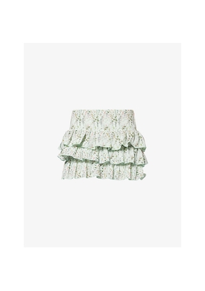 Womens Gracejacob Dahlia Ruffled Woven Mini Skirt