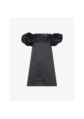 Womens Rotate Birger Christensen Puff-Sleeve A-Line Satin Mini Dress