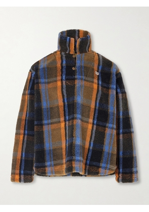 Human Made - Logo-Embroidered Appliquéd Checked Fleece Sweater - Men - Brown - S