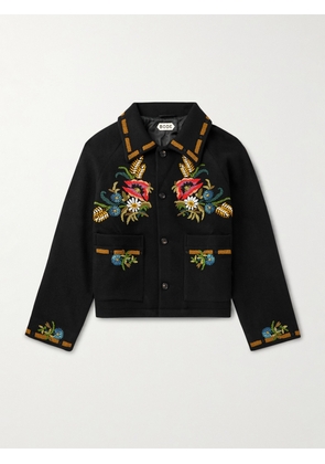 BODE - Aquitaine Beaded Wool Jacket - Men - Black - S
