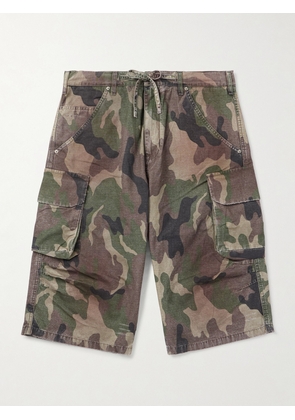 424 - Straight-Leg Camouflage-Print Cotton-Ripstop Drawstring Cargo Shorts - Men - Green - IT 44