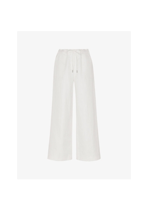Womens Whistles Leona Wide-Leg High-Rise  Linen-Blend Trousers