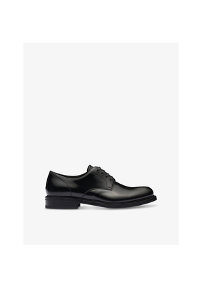 Mens Prada Brushed Leather Lace-Up Shoes