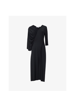 Womens Leem Asymmetric Gathered Panel Woven Midi Dress