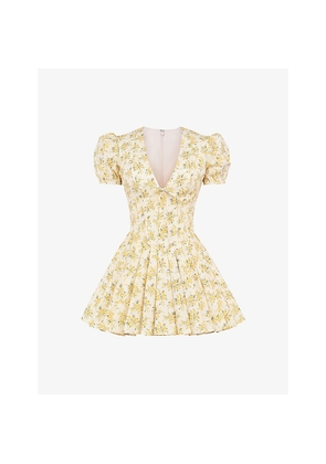 Womens House of CB Imani Floral-Print Stretch-Cotton Mini Dress