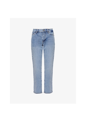 Womens Frame The Borrowed Straight-Leg Mid-Rise Stretch-Cotton Jeans