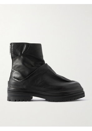 424 - Marathon Ruched Leather Boots - Men - Black - EU 40