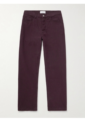 Mr P. - Edward Straight-Leg Organic Cotton-Canvas Trousers - Men - Purple - 28