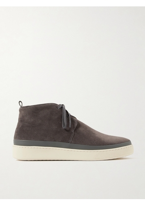 Mulo - Leather-Trimmed Waxed-Suede Chukka Boots - Men - Gray - UK 7