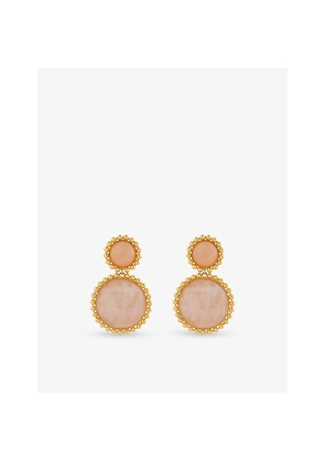 Womens Lelet Ny Lina Ballchain Yellow Gold-Plated Brass and Rose Quartz Drop Earrings