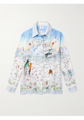 Casablanca - Printed Silk-Twill Shirt - Men - Blue - XS