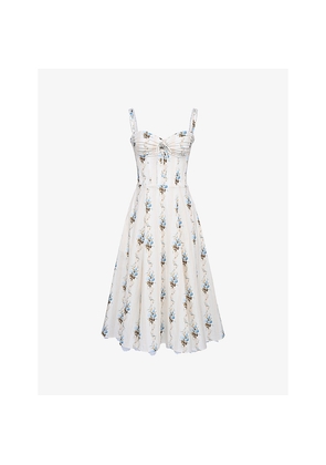 Womens House of CB Rosalee Floral-Print Stretch-Cotton Midi Dress