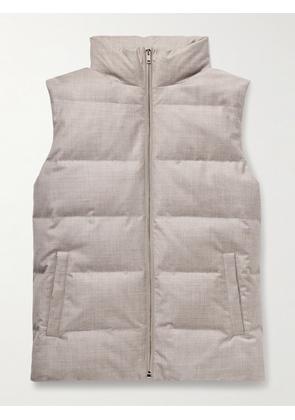 Yves Salomon - Leather-Trimmed Quilted Green Storm System® Wool and Silk-Blend Down Gilet - Men - Gray - IT 46