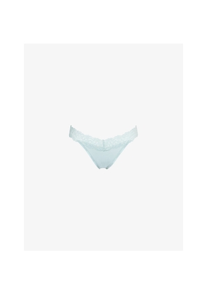 Womens Calvin Klein Low-Rise Lace-Panel Stretch-Woven Thong