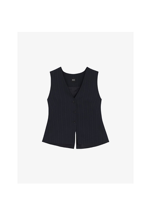 Womens Boss Striped Single-Breasted Woven Waistcoat