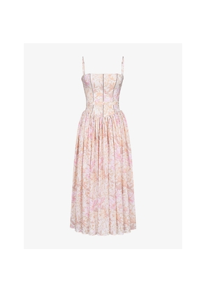 Womens House of CB Ysabella Floral-Print Stretch-Cotton Midi Dress