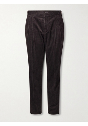 Mr P. - Tapered Cotton and Cashmere-Blend Corduroy Tuxedo Trousers - Men - Brown - 28