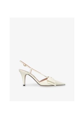 Womens Valentino Garavani Bowow 85 Slingback Leather Pumps