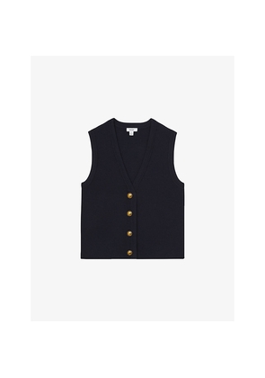 Womens Reiss Gaia Button-Embellished Stretch-Knit Vest