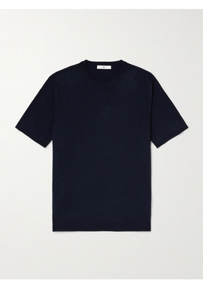 Mr P. - Ribbed Merino Wool T-Shirt - Men - Blue - XS