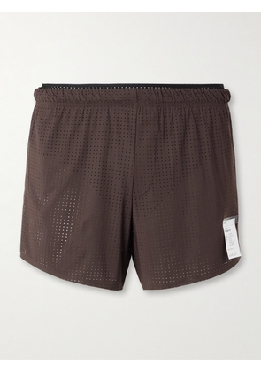 Satisfy - 2.5" Distance Straight-Leg Logo-Appliqu&eacute;d Space‑O&trade; Shorts - Men - Brown - XS