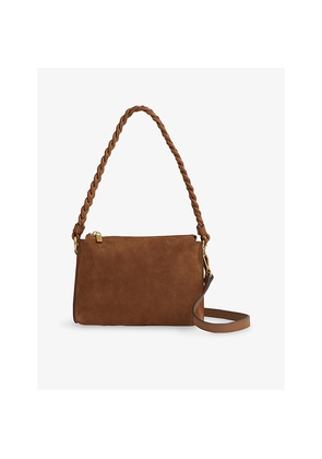 Womens Reiss Paige Braided-Strap Suede Shoulder Bag