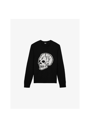 Mens The Kooples Skull-Motif Crewneck Cotton Jumper