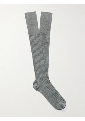 Brunello Cucinelli - Ribbed Wool and Cashmere-Blend Socks - Men - Gray - S