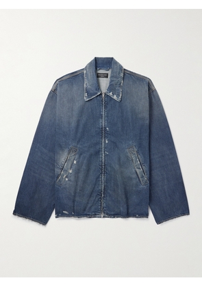 Balenciaga - Oversized Distressed Denim Jacket - Men - Blue - S