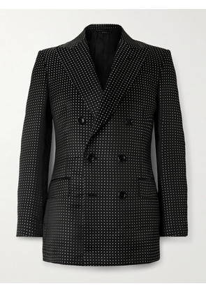TOM FORD - Double-Breasted Polka-Dot Mulberry Silk-Duchesse Satin Tuxedo Jacket - Men - Black - IT 48