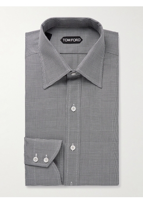 TOM FORD - Prince of Wales Checked Cotton-Poplin Shirt - Men - Gray - EU 39