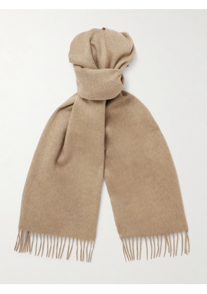 Loro Piana - Logo-Embroidered Fringed Cashmere Scarf - Men - Brown