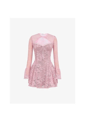 Womens House of CB Alice Sweetheart-Neck Lace Mini Dress