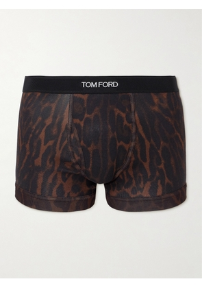 TOM FORD - Leopard-Print Stretch-Cotton Boxer Briefs - Men - Brown - S