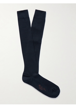 Loro Piana - Sottile Ribbed Wool, Cashmere and Silk-Blend Socks - Men - Blue - M