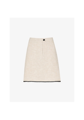 Womens Whistles Broderie-Trim High-Rise Linen-Blend Mini Skirt