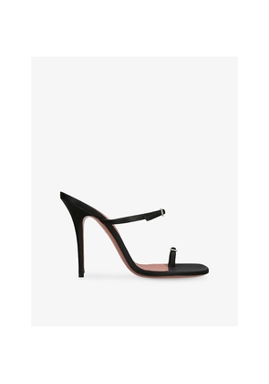 Womens Amina Muaddi Adut Thong 105 Leather Heeled Sandals