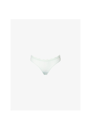 Womens Calvin Klein Lace Sheer Stretch-Woven Thong