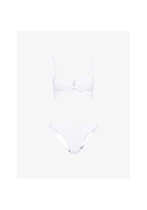 Womens Hunza G Misty Pearly-Hoop Seersucker Bikini Set