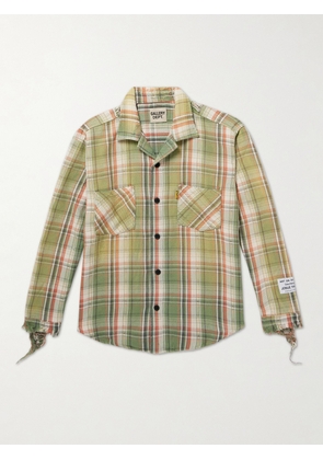 Gallery Dept. - Marley Logo-Appliquéd Distressed Checked Cotton-Flannel Shirt - Men - Green - S