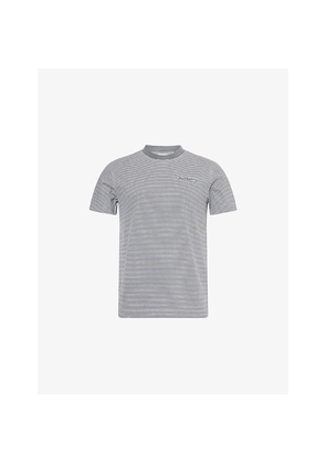 Mens Burberry Stripe-Print Crewneck Cotton-Jersey T-Shirt