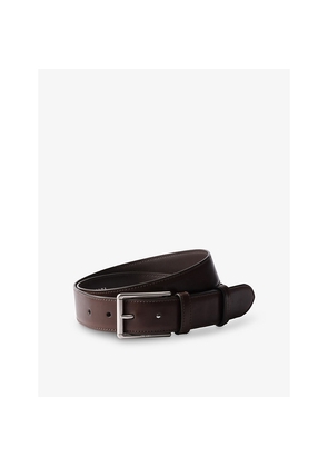 Mens Prada Brand-Engraved Antiqued Leather Belt