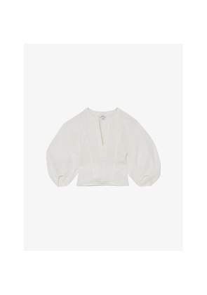 Womens Reiss Remi Balloon-Sleeve Linen Top