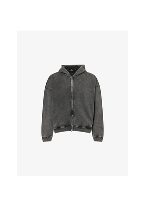 Mens Represent Initial Boxy  Zip-Up Logo-Embellished Cotton Hoody