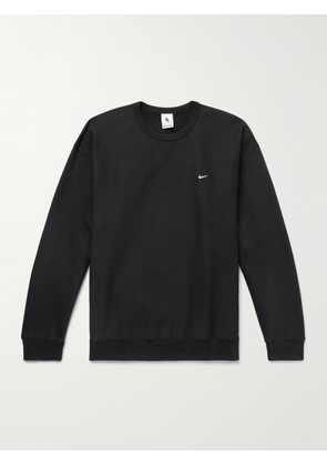 Nike - Solo Swoosh Oversized Logo-Embroidered Cotton-Blend Jersey Sweatshirt - Men - Black - XS
